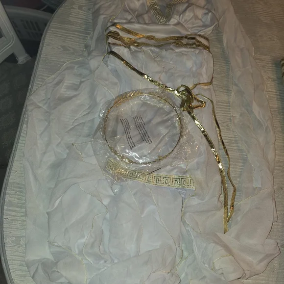 Spirit White and Gold Grecian Greek Goddess Ensemble Costume Sz M New - Picture 3 of 4